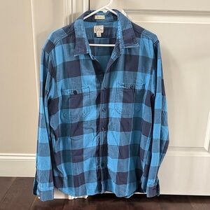 Men’s J. Crew Blue Plaid Flannel Shirt Classic Fit Large